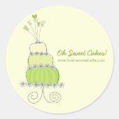 ライムグリーンお洒落シック結婚ズケーキステッカー ラウンドシール (正面)
