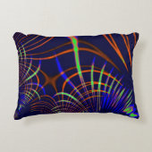 ライムグリーンから珊瑚と青までの尖った曲線 アクセントクッション (正面)
