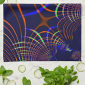 ライムグリーンから珊瑚と青までの尖った曲線 キッチンタオル (折り畳み)