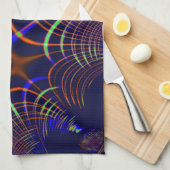 ライムグリーンから珊瑚と青までの尖った曲線 キッチンタオル (四つ折り)