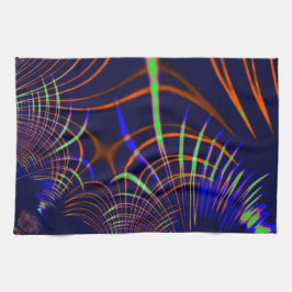 ライムグリーンから珊瑚と青までの尖った曲線 キッチンタオル