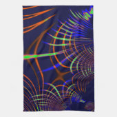 ライムグリーンから珊瑚と青までの尖った曲線 キッチンタオル (縦)