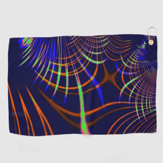 ライムグリーンから珊瑚と青までの尖った曲線 ゴルフタオル (横)