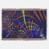 ライムグリーンから珊瑚と青までの尖った曲線 スローブランケット (正面)
