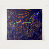 ライムグリーンから珊瑚と青までの尖った曲線 タペストリー (正面(横))