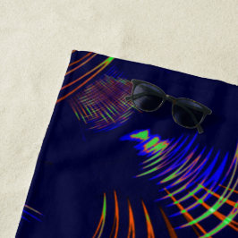 ライムグリーンから珊瑚と青までの尖った曲線 ビーチタオル