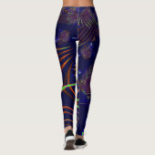 ライムグリーンから珊瑚と青までの尖った曲線 レギンス (裏面)