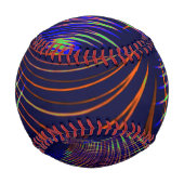 ライムグリーンから珊瑚と青までの尖った曲線 野球ボール (裏面)