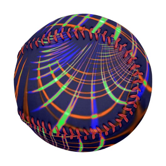 ライムグリーンから珊瑚と青までの尖った曲線 野球ボール (裏面左)
