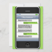 ライムグリーンか黒く頭が切れるな電話iParty誕生会 招待状 (正面)