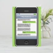 ライムグリーンか黒く頭が切れるな電話iParty誕生会 招待状 (スタンド正面)