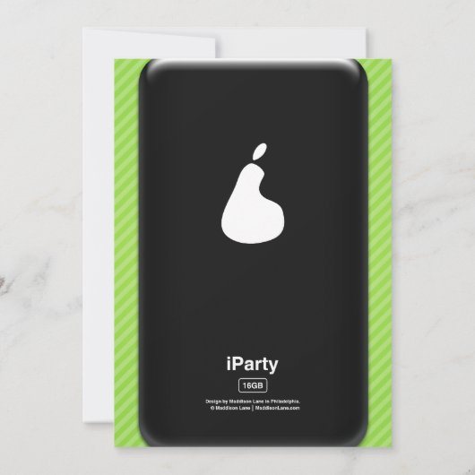 ライムグリーンか黒く頭が切れるな電話iParty誕生会 招待状 (裏面)