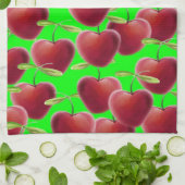 ライムグリーンさくらんぼスプラッシュ キッチンタオル (折り畳み)