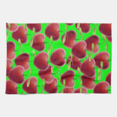 ライムグリーンさくらんぼスプラッシュ キッチンタオル (横)