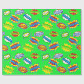 ライムグリーンすごいスーパーヒーローパワーズキッド ラッピングペーパー (フラット)