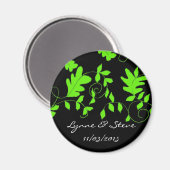 ライムグリーンつる植物オンブラックセーブ日付 マグネット (正面/裏面)