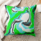 ライムグリーンとアクアブルーバブル抽象芸術アートスロー クッション (ブランケット)