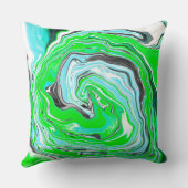ライムグリーンとアクアブルーバブル抽象芸術アートスロー クッション (裏面)