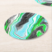 ライムグリーンとアクアブルーバブル抽象芸術アート ラウンドペーパーコースター (アングル)