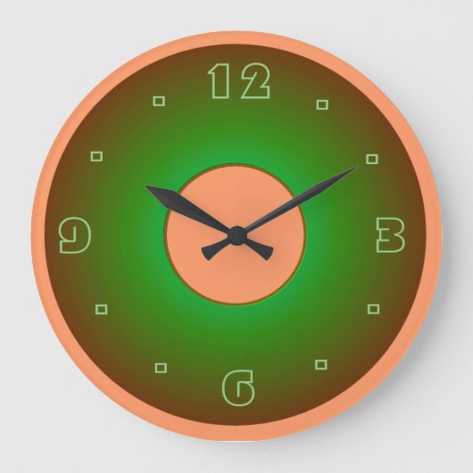 ライムグリーンとアプリコット> Plain Wall Clock ラージ壁時計 (正面)