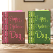 ライムグリーンとオリーブグリーンの花とストライプの母の日 カード