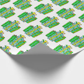 ライムグリーンとオレンジお洒落色の漫画ギフト ラッピングペーパー (角)