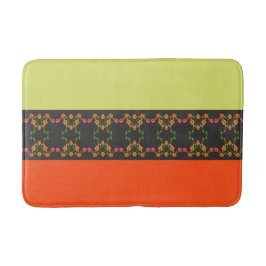 ライムグリーンとオレンジのフローラアクセント バスマット