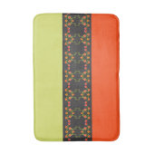 ライムグリーンとオレンジのフローラアクセント バスマット (正面縦)