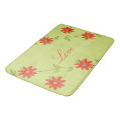 ライムグリーンとオレンジ色の花 バスマット (アングル)