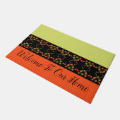 ライムグリーンとオレンジ ドアマット (アングル)