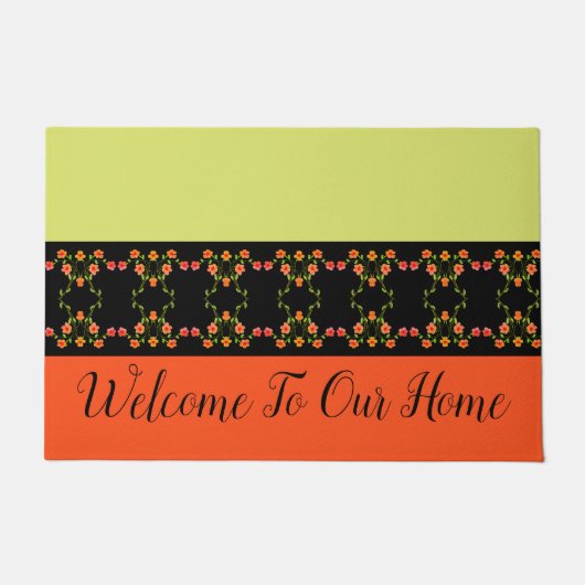 ライムグリーンとオレンジ ドアマット (正面)