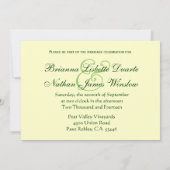 ライムグリーンとクリームの十字結婚と四角 招待状 (裏面)