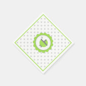 ライムグリーンとグレーベビーシャワー スタンダードカクテルナプキン (角)