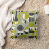 ライムグリーンとグレーミッドセンチュリーモダン クッション (ブランケット)