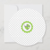 ライムグリーンとグレー水玉模様ベビーシャワー 招待状 (裏面)