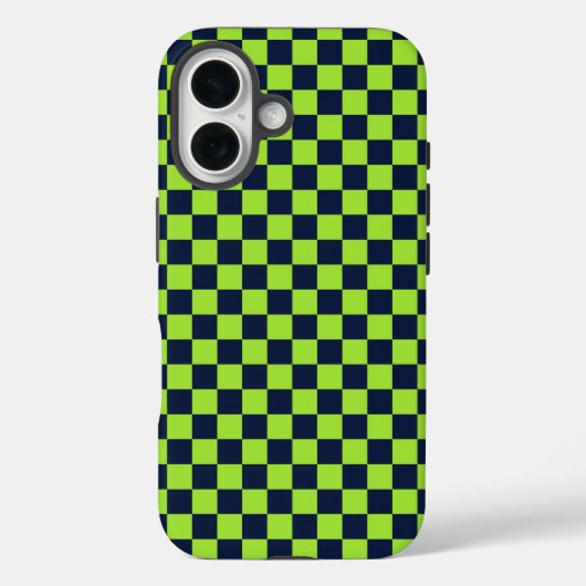 ライムグリーンとネイビーの市松模様 Case-Mate iPhoneケース (裏面)