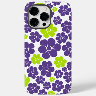 ライムグリーンとパープルの花柄 Case-Mate iPhone 14 PRO MAXケース
