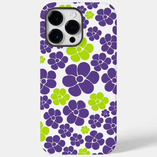 ライムグリーンとパープルの花柄 Case-Mate iPhoneケース (裏面)