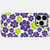 ライムグリーンとパープルの花柄 Case-Mate iPhoneケース (裏面 (横))