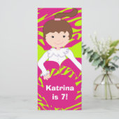 ライムグリーンとピンクのスリーパー・パーティー招待状 招待状 (スタンド正面)