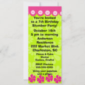 ライムグリーンとピンクのスリーパー・パーティー招待状 招待状 (裏面)