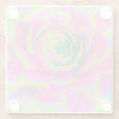 ライムグリーンとピンクの多肉性セダムロゼット ガラスコースター (裏面)