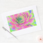ライムグリーンとピンクの多肉性セダムロゼット 長方形シール (封筒)