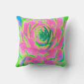 ライムグリーンとピンクの多肉植物セダムのロゼット クッション (裏面)