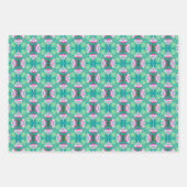 ライムグリーンとピンクの抽象芸術星型 ラッピングペーパーシート (正面2)