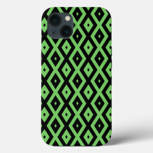 ライムグリーンとブラックのダイヤモンド柄のケースメイトiPhoneケース iPhone 13ケース
