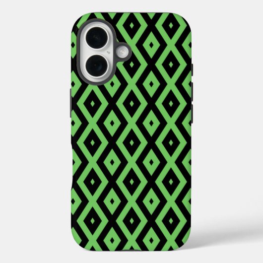 ライムグリーンとブラックのダイヤモンド柄  Case-Mate iPhoneケース (裏面)