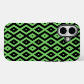 ライムグリーンとブラックのダイヤモンド柄  Case-Mate iPhoneケース (裏面 (横))