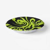 ライムグリーンとブラックのレトロな大理石の渦巻き ペーパーボウル (傾斜あり)