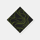 ライムグリーンとブラックのEbbとFlow 2 スタンダードカクテルナプキン (角)